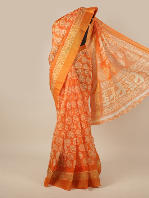 

Pothys Orange & White Printed Saree