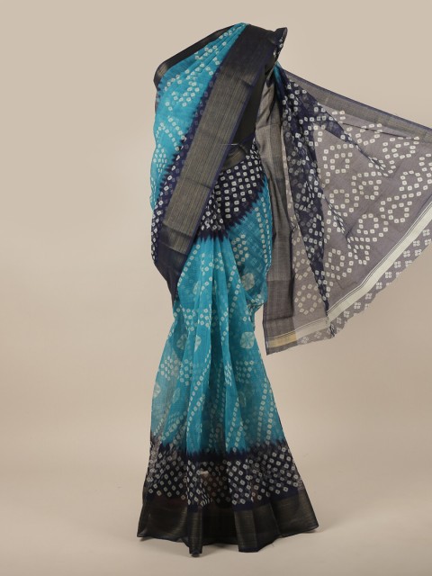 

Pothys Blue & White Bandhani Printed Cotton Blend Saree