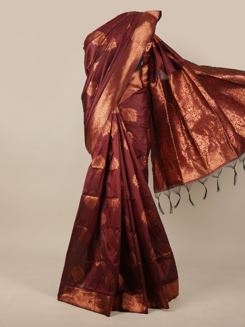 

Pothys Maroon & Copper-Toned Ethnic Motifs Zari Jute Silk Saree