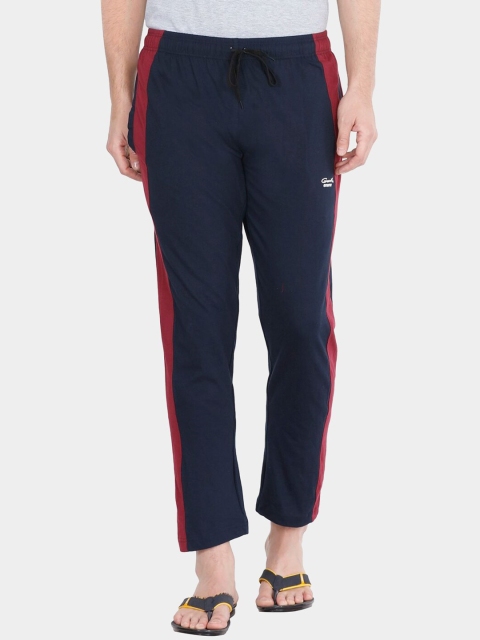 

Genx Men Navy Blue & Red Solid Pure Cotton Lounge Pants