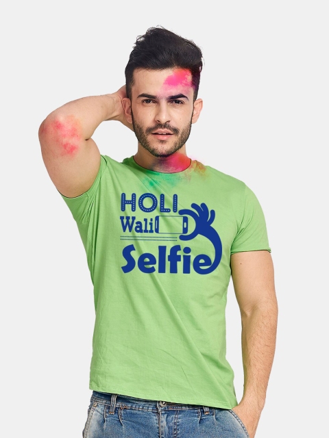 

BonOrganik Men Green Printed Applique T-shirt