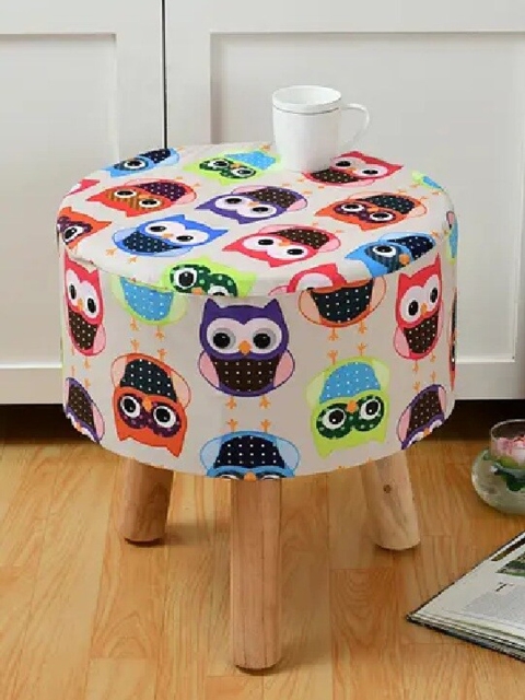 

Clasiko White & Black Printed Ottoman Pouffes Stool Organizer