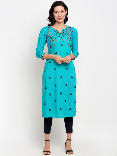 

Lovely Lady Women Blue Floral Kurta
