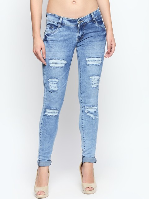 

fungus Women Blue Slim Fit Highly Distressed Heavy Fade Stretchable Jeans