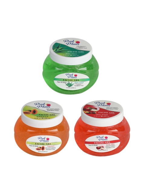 

Pink Plums Pack of 3 Paraben Free Aloe Vera, Fruit Mix & Papaya Facial Kit, Multi
