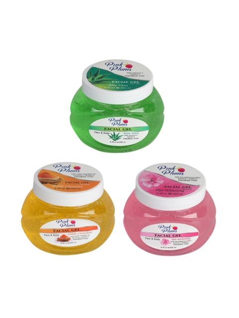 

Pink Plums Set of 3 Aloevera Haldi Chandan Skin Whitening Facial Gel, Green