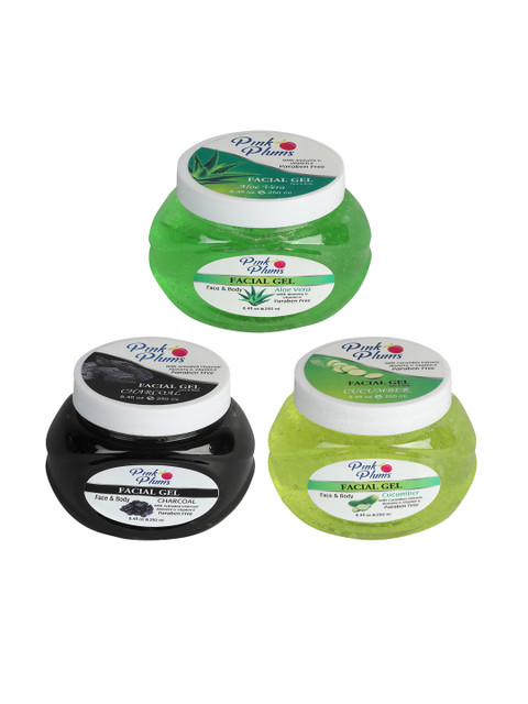 

Pink Plums Set Of 3 Facial Gel, Multi
