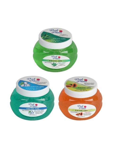 

Pink Plums Set Of 3 Face & Body Facial Gel, Multi