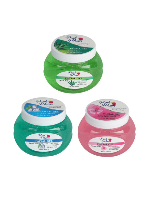 

Pink Plums Aloe Vera Ice Cool Mint Skin Whitening Face & Body Facial 750 ml, Multi