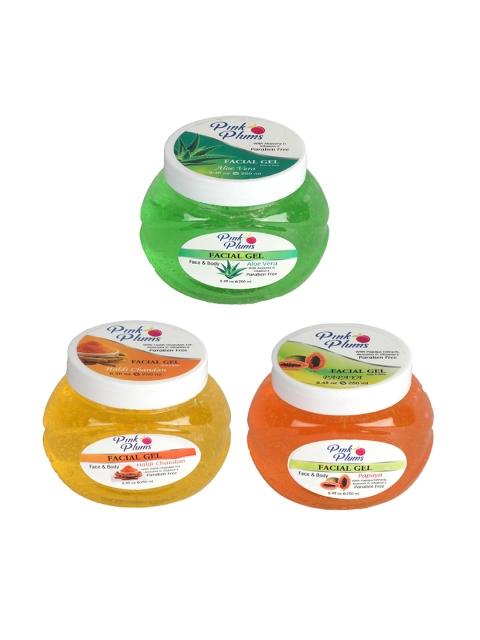 

Pink Plums Set Of 3 Paraben Free Facial Gel Kit - 250 Ml Each, Multi