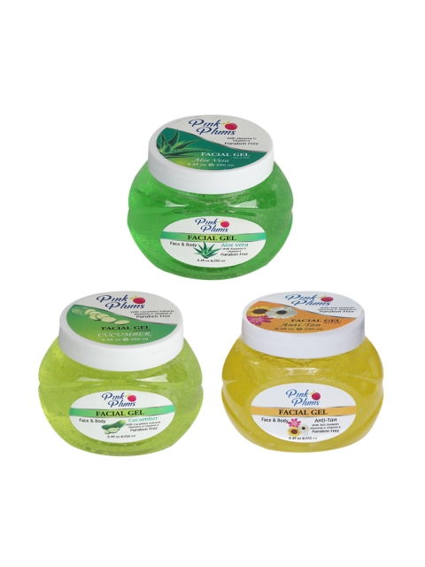 

Pink Plums Set of 3 Aloevera Cucumber & Anti-Tan Facial Gel, Green