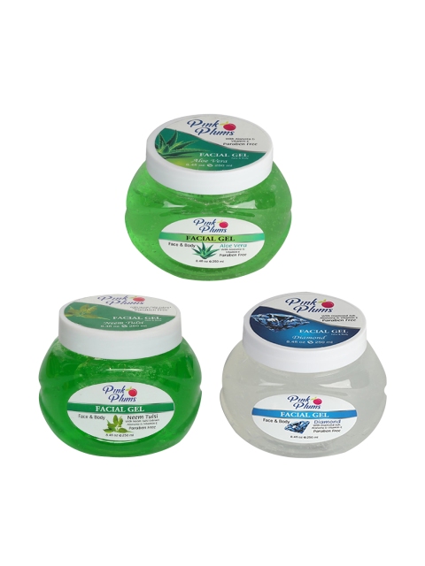 

Pink Plums Set of 3 Aloevera Diamond Neem Face & Body Gel, Multi