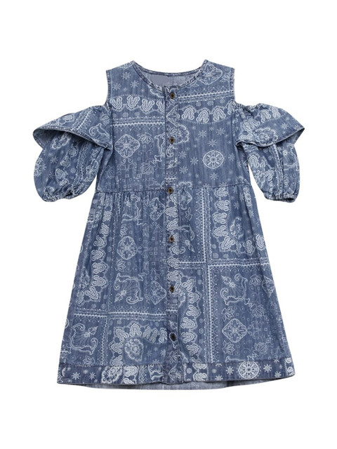 

UNDER FOURTEEN ONLY Blue Printed Dress