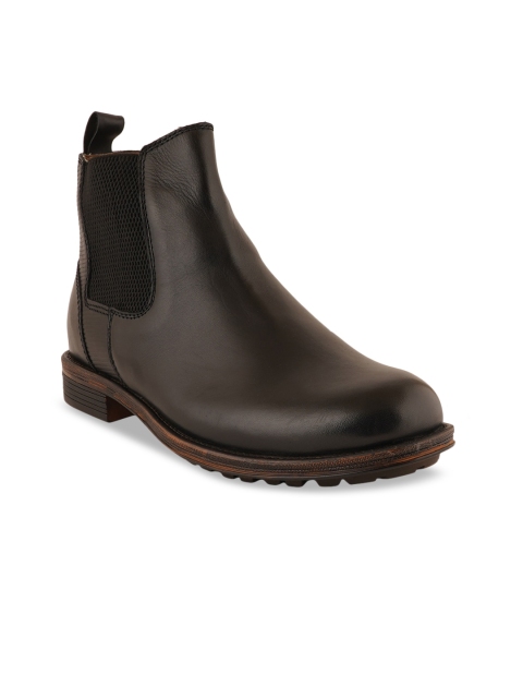 

pelle albero Men Black Solid Leather Formal Boots