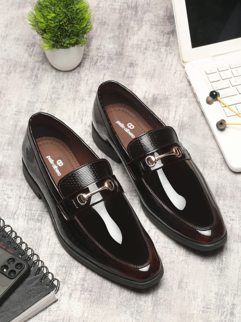 

pelle albero Men Maroon Textured Formal Slip-On Shoes