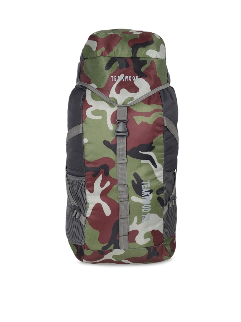 

Teakwood Leathers Grey & Green Camouflage Printed Rucksack