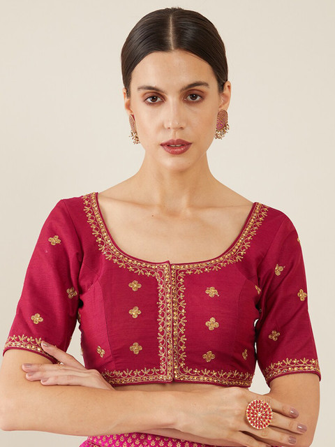 

Soch Women Pink & Gold Embroidered Saree Blouse