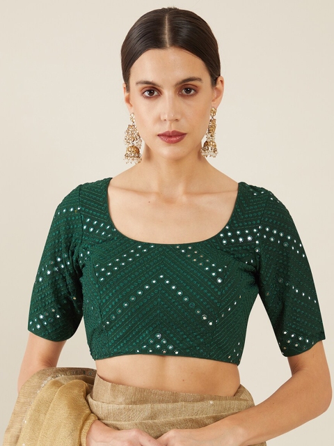

Soch Women Green Embroidered Saree Blouse