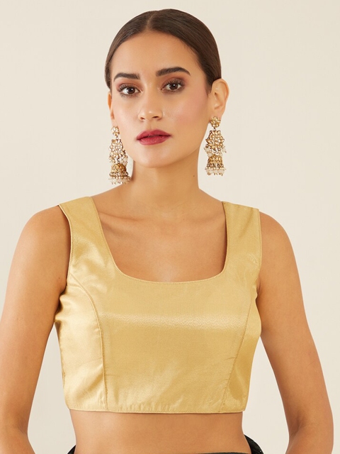 

Soch Golden Colored Solid U-Neck Sleeveless Blouse, Gold