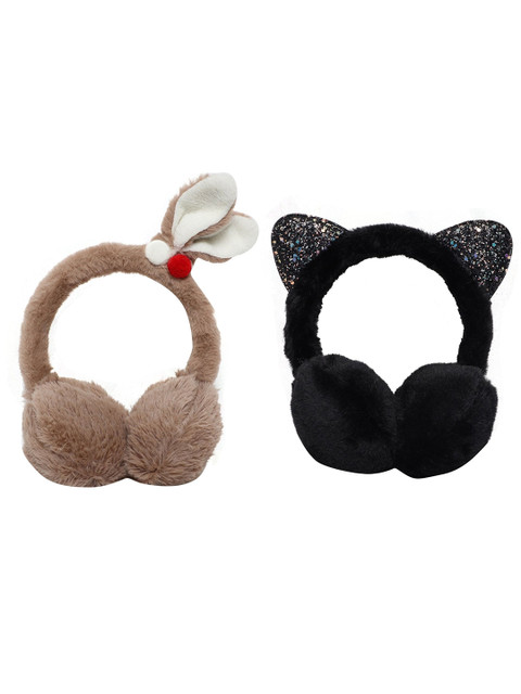 

FabSeasons Kids Pack Of 2 Brown & Black Fur Ear Muffs
