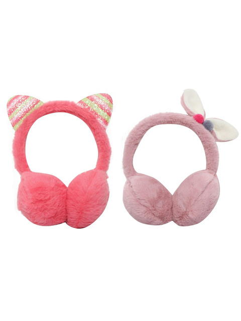

FabSeasons Girls Mauve & Peach-Coloured Set of 2 Fur Ear Muffs
