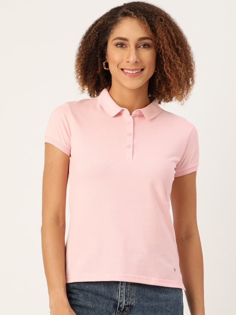 

Monte Carlo Women Pink Solid Polo Collar T-shirt