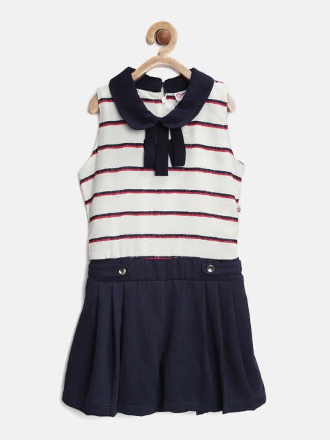 

Peppermint Girls White & Navy Striped Playsuit