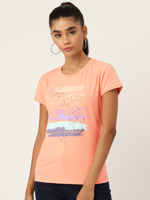 

Monte Carlo Women Peach-Coloured Printed T-shirt