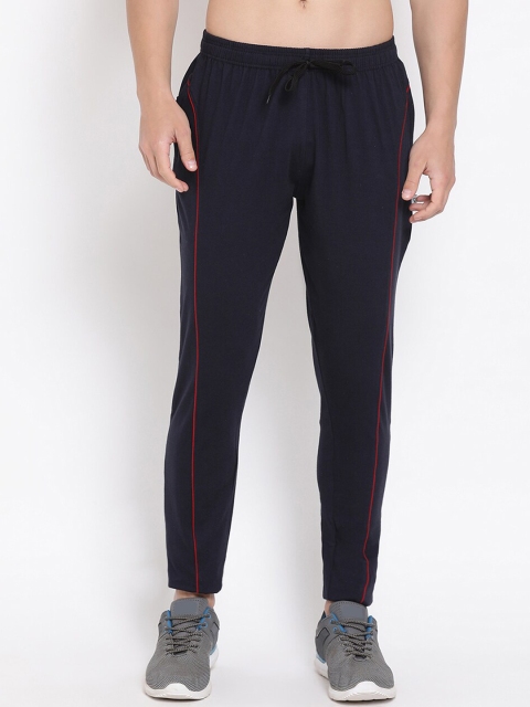 

Genx Men Navy Blue Solid Pure Cotton Track Pants