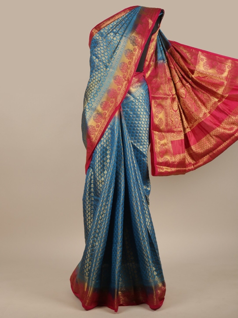 

Pothys Blue & Pink Woven Design Zari Jute Silk Saree