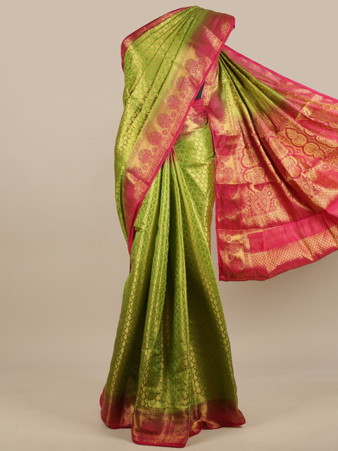 

Pothys Green & Pink Woven Design Jute Silk Saree