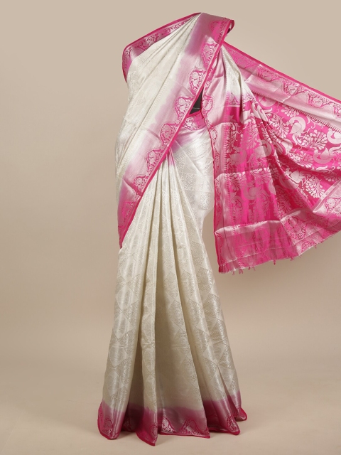 

Pothys White & Pink Ethnic Motifs Zari Jute Silk Saree