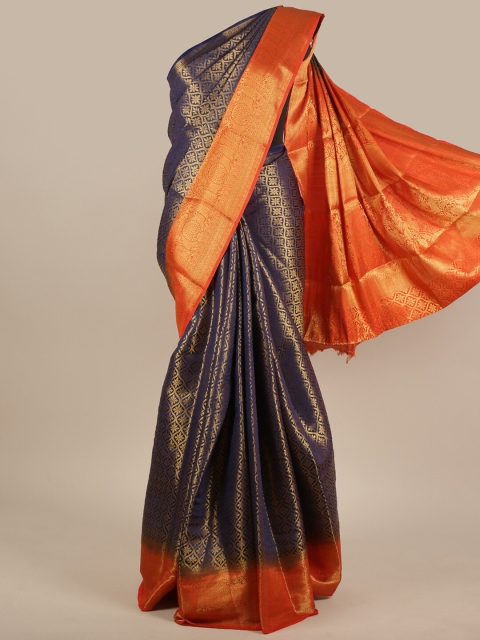 

Pothys Navy Blue & Red Woven Design Zari Jute Silk Saree