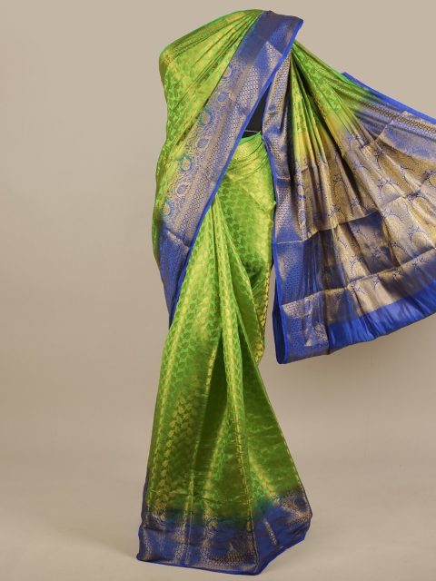

Pothys Green & Blue Ethnic Motifs Zari Jute Silk Saree