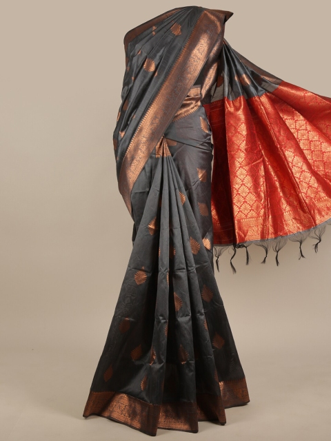 

Pothys Grey & Red Woven Design Zari Jute Silk Saree
