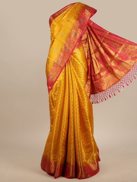 

Pothys Mustard & Pink Woven Design Zari Jute Silk Saree