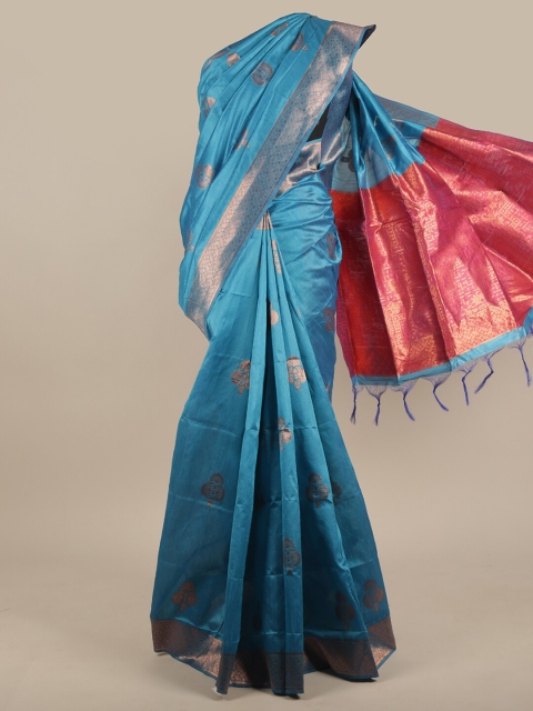 

Pothys Blue & Pink Woven Design Jute Silk Saree