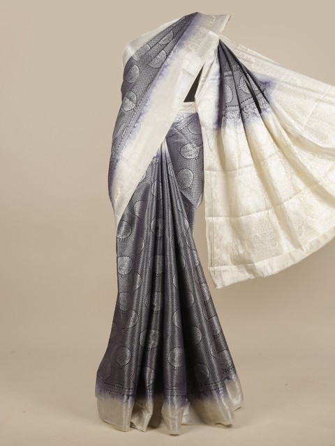 

Pothys Blue & White Woven Design Zari Jute Silk Saree