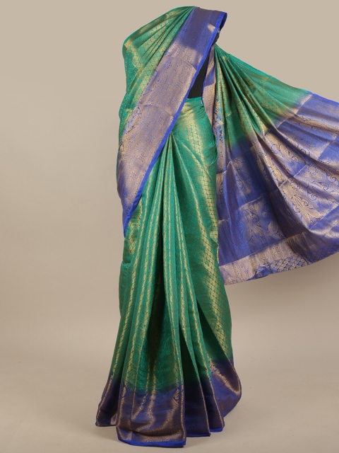 

Pothys Green & Blue Woven Design Jute Silk Saree