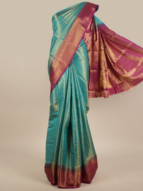 

Pothys Blue & Magenta Woven Design Zari Jute Silk Saree