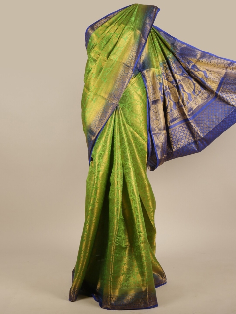 

Pothys Green & Blue Ethnic Motifs Zari Jute Silk Saree