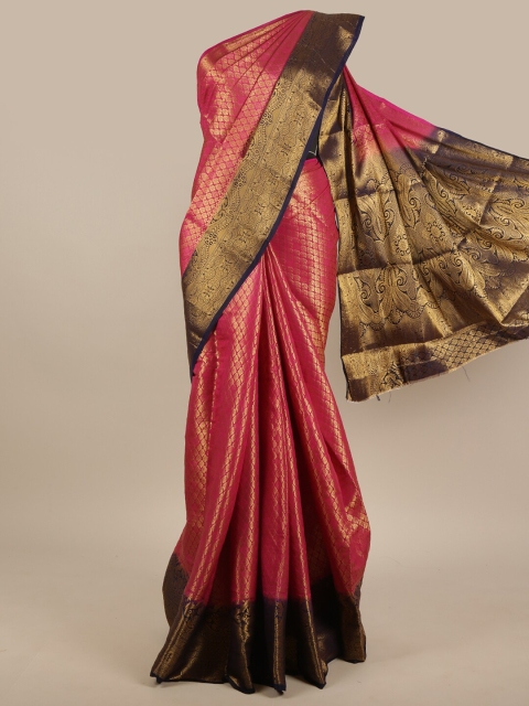 

Pothys Pink & Blue Ethnic Motifs Zari Jute Silk Saree