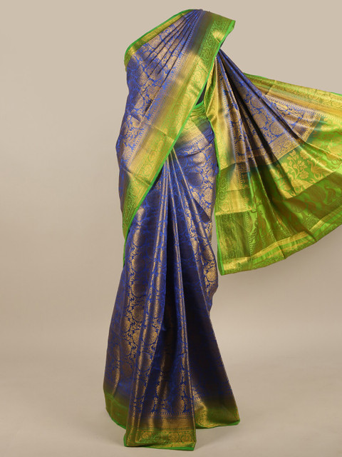 

Pothys Blue & Green Ethnic Motifs Jute Silk Saree