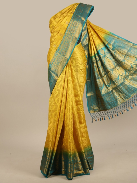 

Pothys Yellow & Green Woven Design Jute Silk Saree