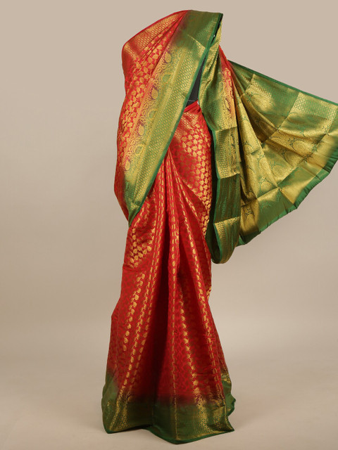 

Pothys Red & Green Woven Design Zari Jute Silk Saree