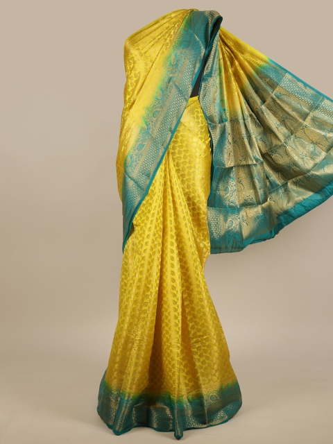 

Pothys Yellow & Green Ethnic Motifs Zari Jute Silk Saree