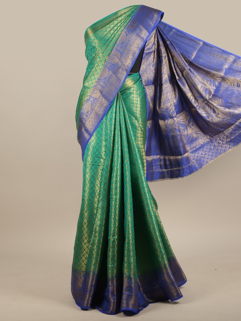 

Pothys Green & Blue Woven Design Zari Jute Silk Saree