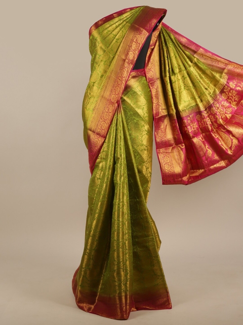 

Pothys Green & Gold-Toned Woven Design Zari Jute Silk Saree