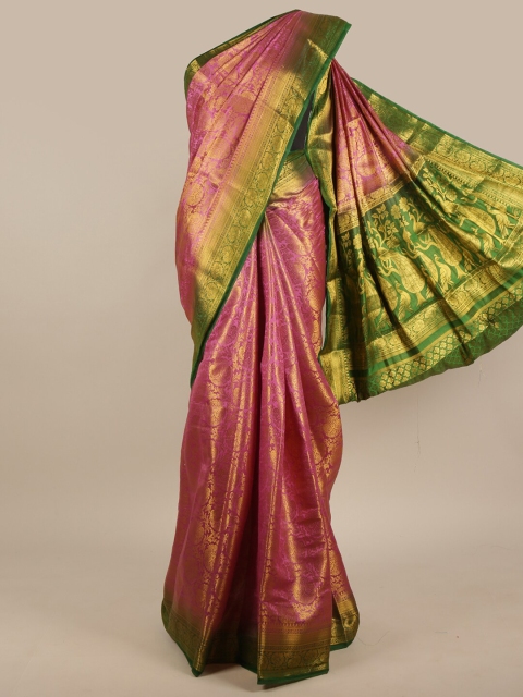 

Pothys Pink & Green Woven Design Jute Silk Saree