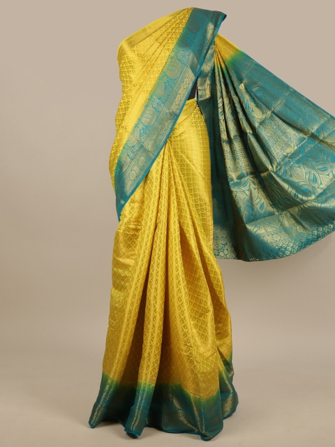 

Pothys Yellow & Blue Ethnic Motifs Jute Silk Saree